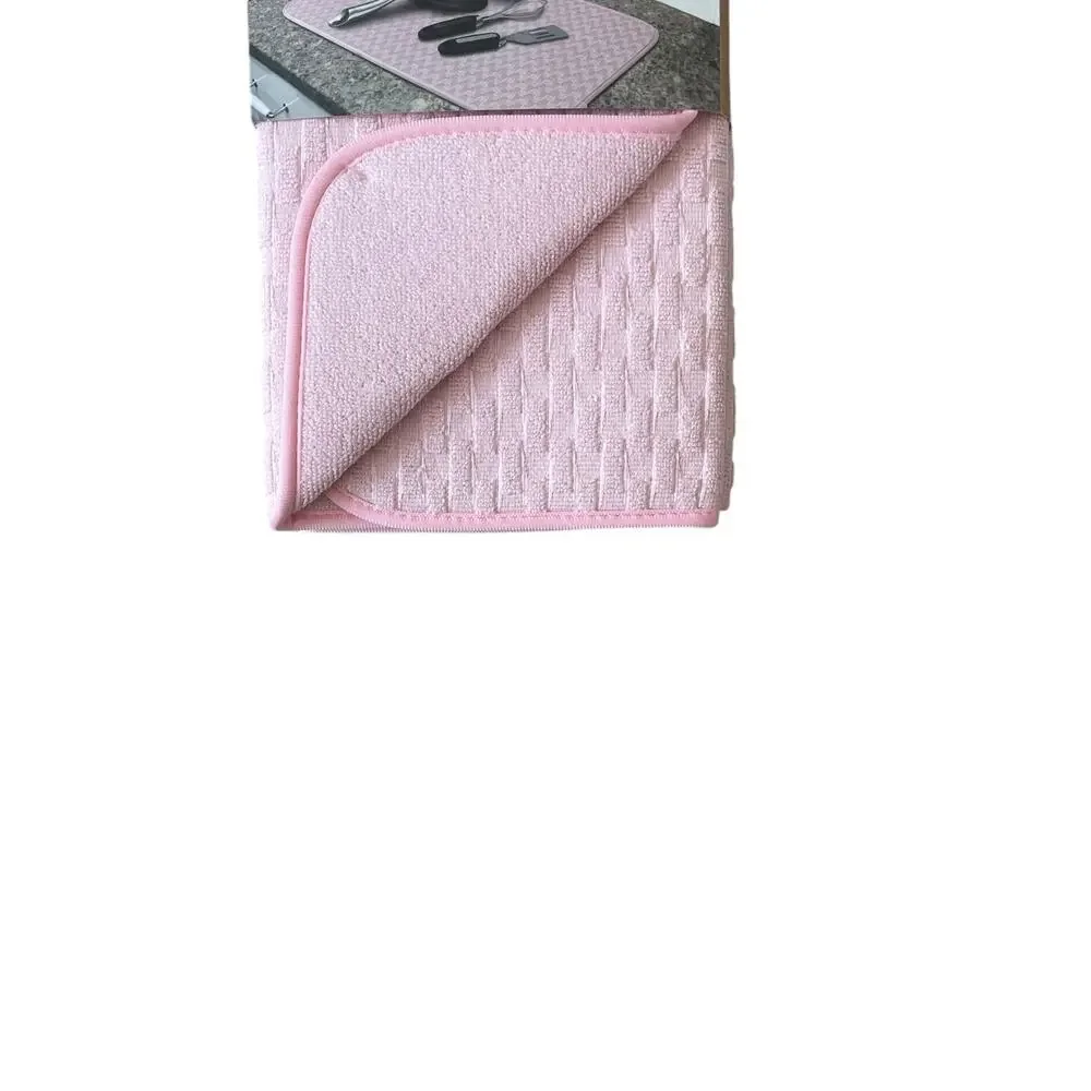 CUISINART Pastel Pink Kitchen Dish Drying Mats 18x24 Set of 2 NEW